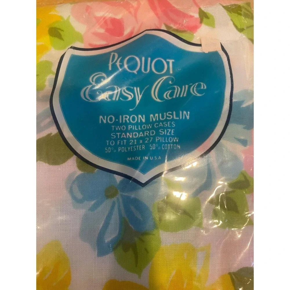 VTG PEQUOT PILLOW‎ CASES 50/50 Cottage Core Chic Floral USA Pink NIP